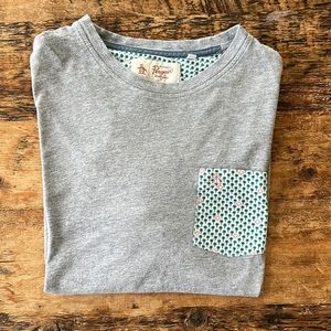 Men’s M/L Original Penguin T-shirt with palm tree pocket in Heather Gray